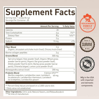 ROUNDHOUSE PROVISION Morning Kick, Zero Sugar Greens Superfood Powder Supplement with Ashwagandha, Collagen, Probiotics, Debloat Drink, 30 Servings (Strawberry Lemonade) by Chuck Norris