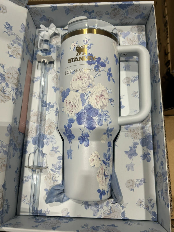 Stanley x LoveShackFancy Quencher 40 oz Everblooming Rosettes Insulated Tumbler – New